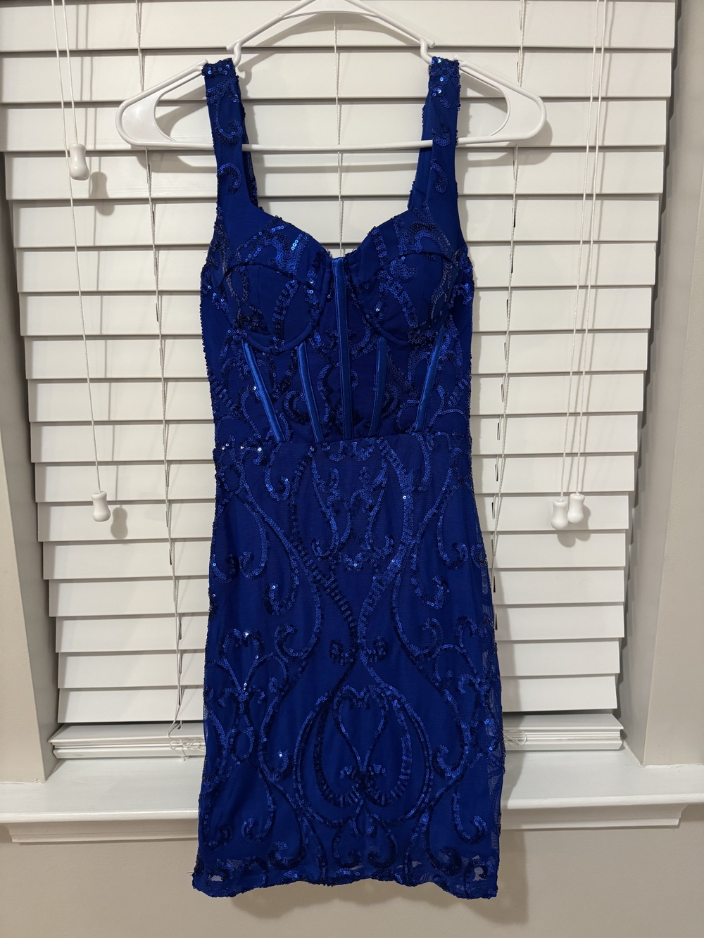 Royal Blue Sequin Embellished Sleeveless Dress
